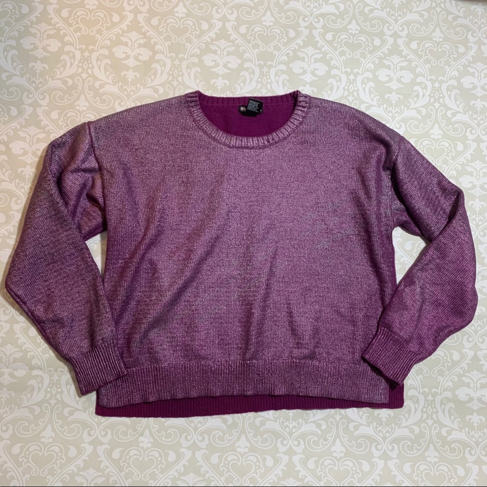 Hot Topic purple Iridescent cropped sweater XL